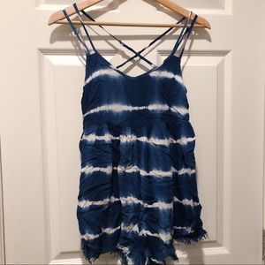 Blue & White Tye Dye Romper